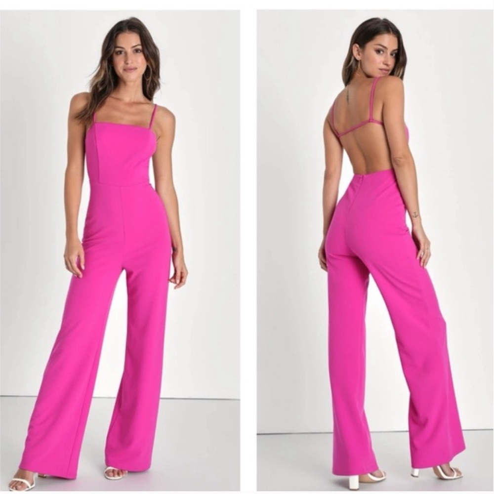 Wide keg jumpsuit open back